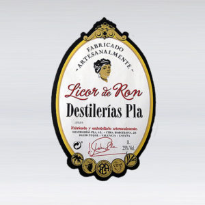 etiqueta licor crema de ron Destilerías Pla Valencia