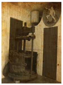 Antiga premsadora de gàbia en les instal·lacions de Destil·leries Plà.